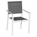Lot de 6 chaises en aluminium blanc - textilène gris