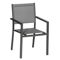 Set van 8 antraciet aluminium stoelen - grijs textilene