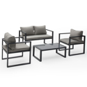 Set di mobili da giardino IBIZA in tessuto grigio 4 posti - alluminio antracite