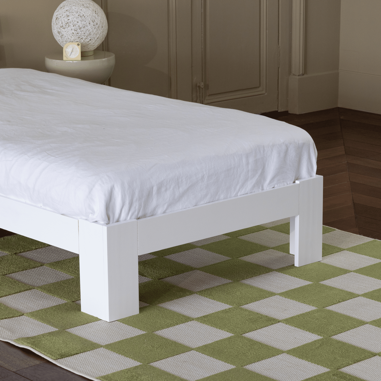 Letto in legno con testiera 90x190cm bianco FINN