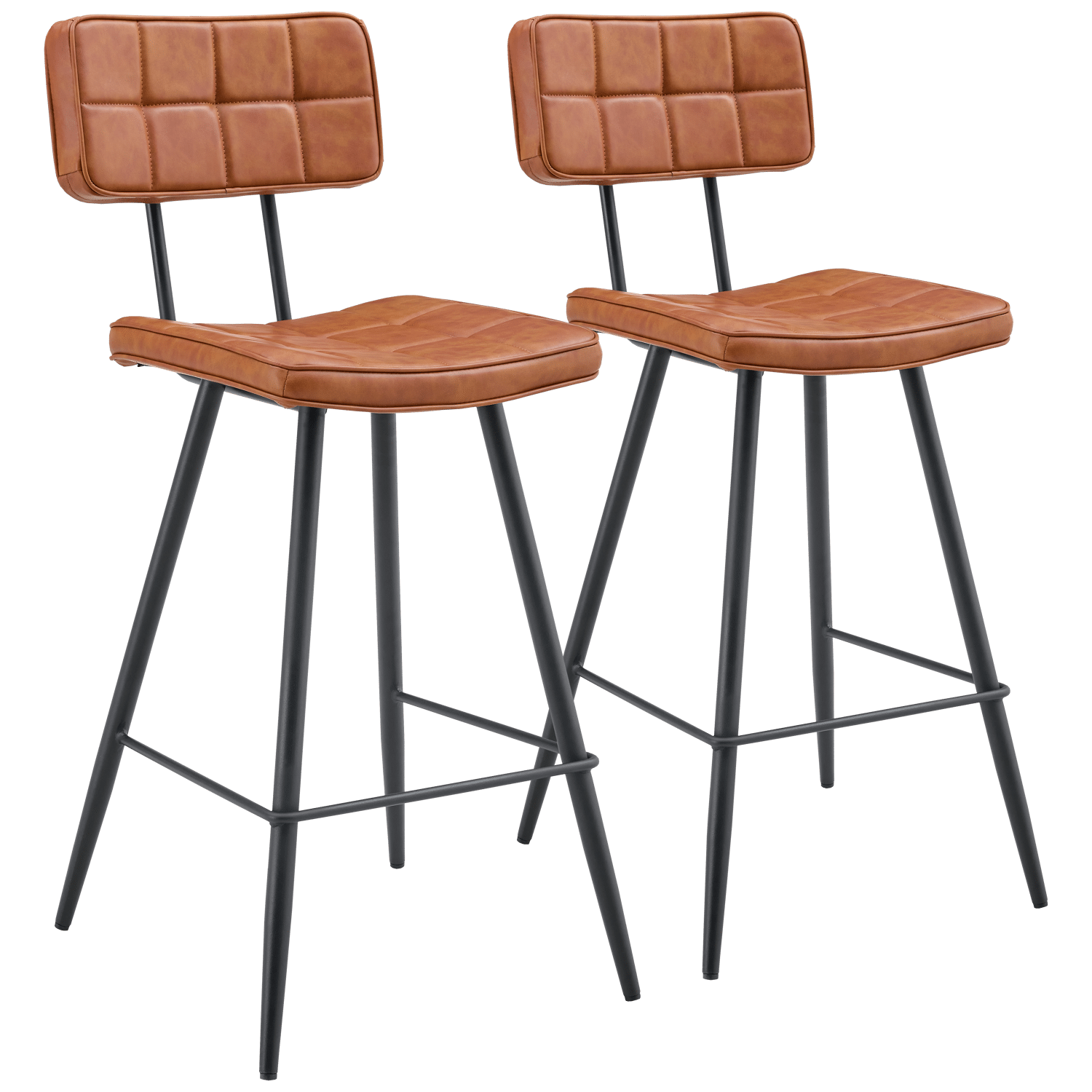 Lot de 2 tabourets de bar en simili cognac FERNAND