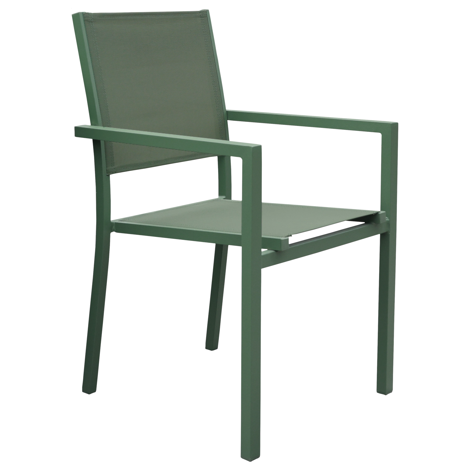 Conjunto de muebles de jardín de teca JAVA con sillas de aluminio verde salvia - 8 plazas