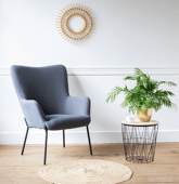 Fauteuil en tissu boucle gris