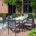 Salon de jardin BARI en textilène gris 8 places - aluminium anthracite