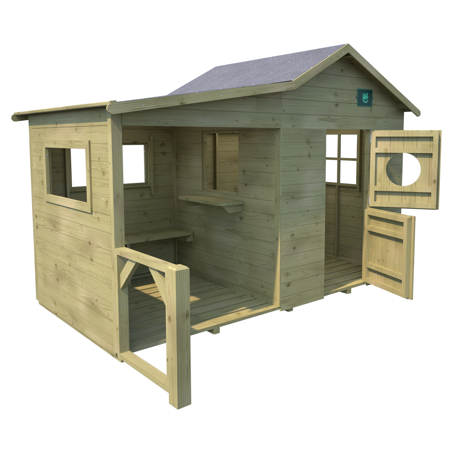 SOULET - Cabane en bois traité pour enfant avec préau et banc HACIENDA