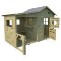 SOULET - Cabane en bois traité pour enfant avec préau et banc HACIENDA