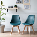 Set van 2 blauwe NORA Scandinavische stoelen met kussen