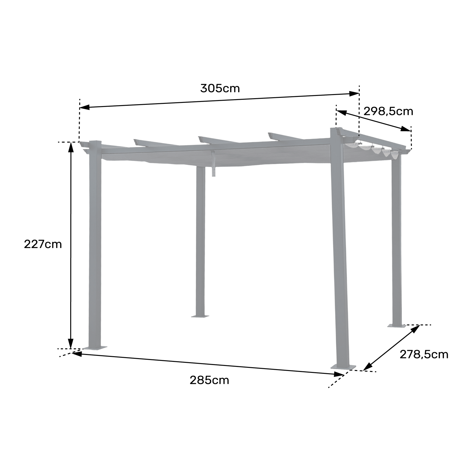 Pergola autoportante 3 × 3m CASSIS grise - structure aluminium