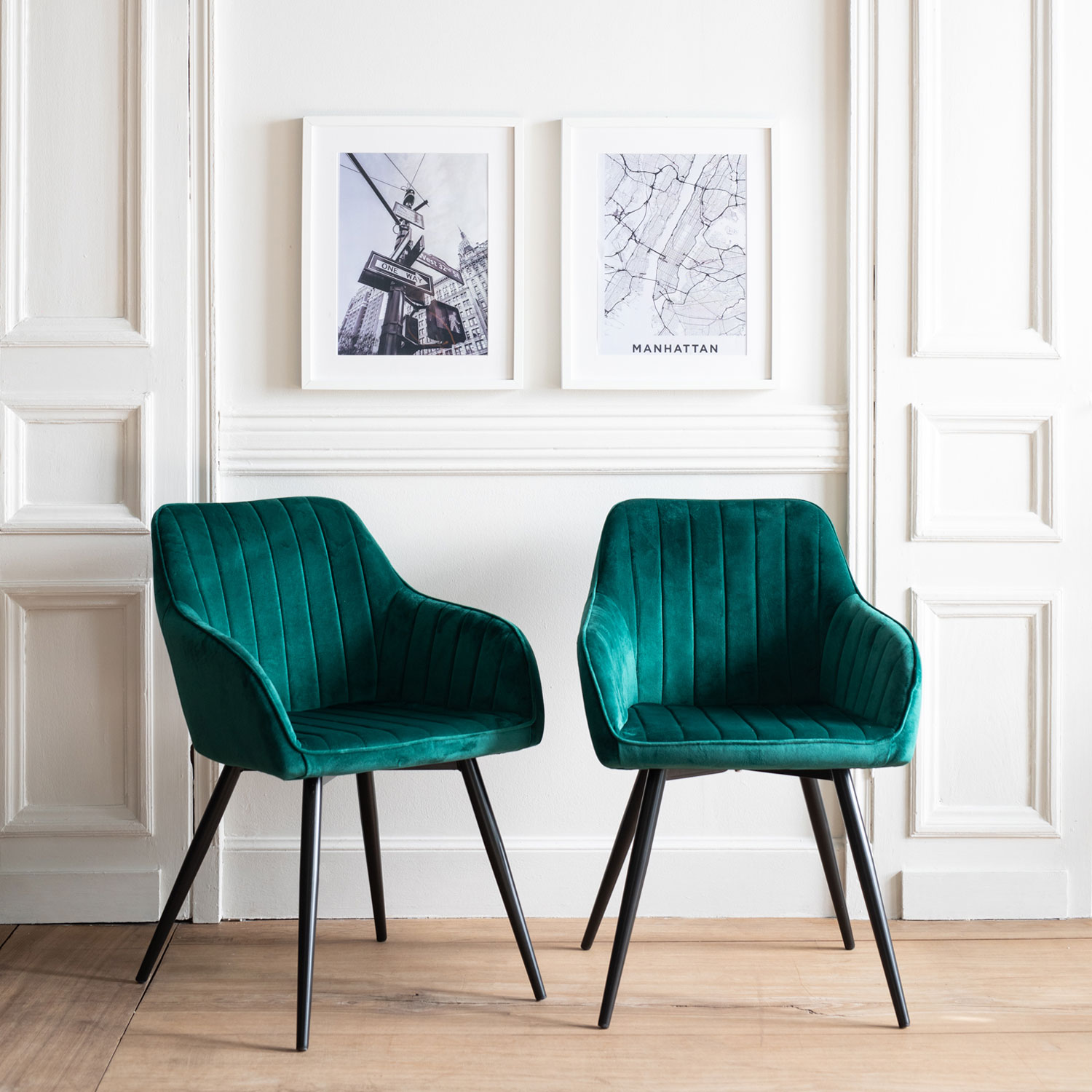Conjunto de 2 cadeiras de veludo verde BERTILLE