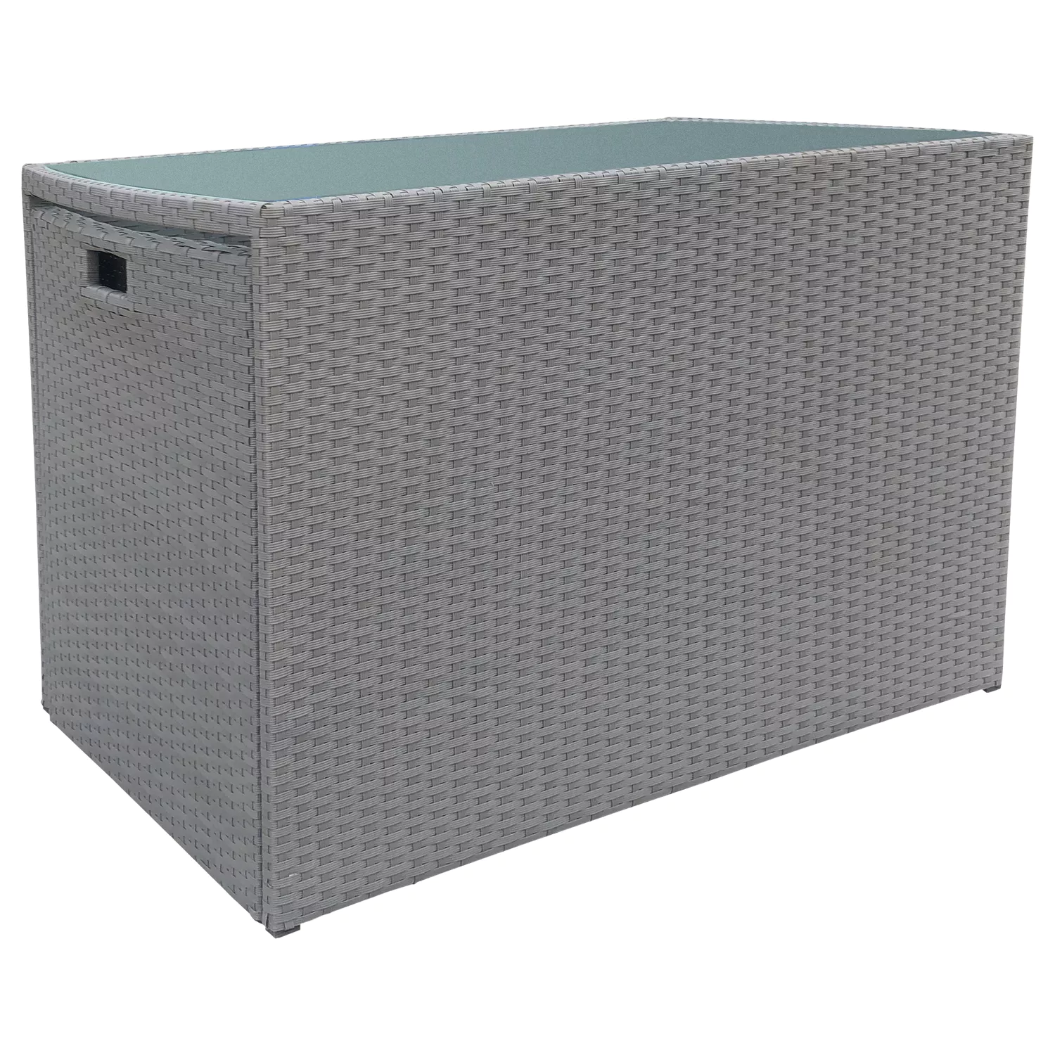 Mobili da giardino da incasso in resina intrecciata SANTORIN grigio per 2 persone - cuscini grigi