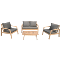 Gartenmöbel aus Akazienholz 4-Sitzer GILI - graue Kissen
