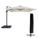 Parasol déporté MOLOKAI carré LED 3x3m beige + housse