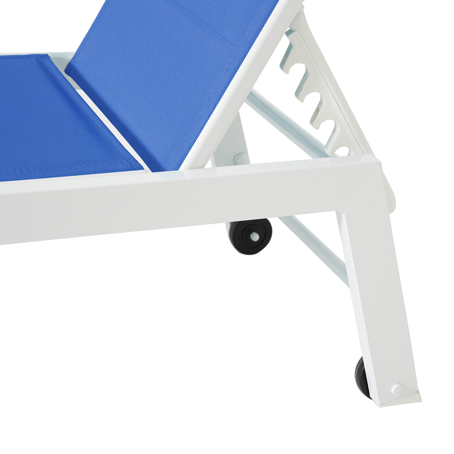 BARBADOS espreguiçadeira e mesa de cabeceira em textilene azul - alumínio branco