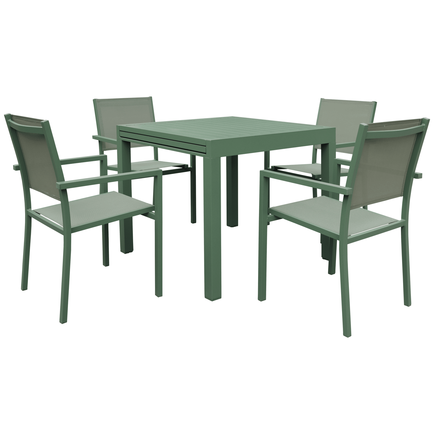 VENEZIA uitschuifbare tuinset 90/180 in saliegroen textilene 8-zits - saliegroen aluminium