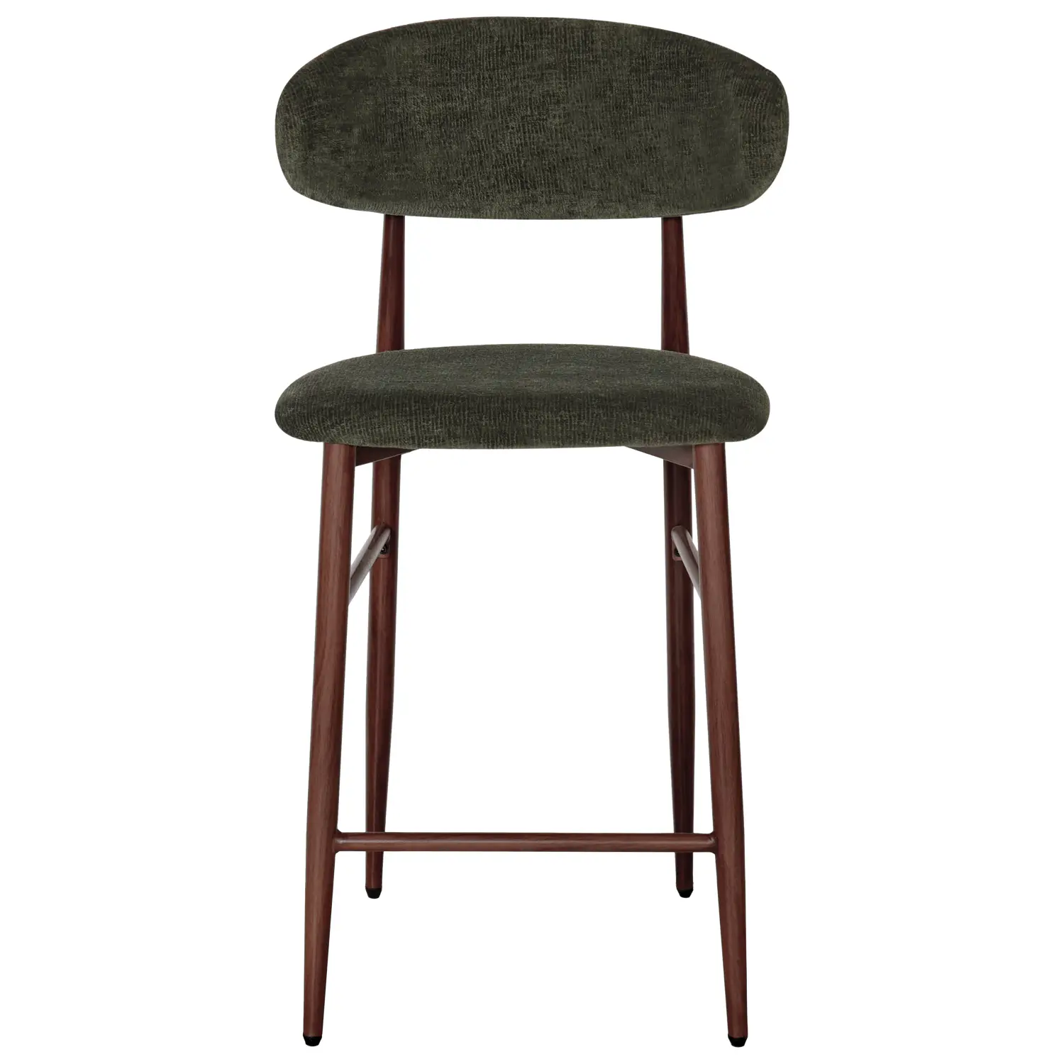 Lot de 2 tabourets de bar kaki et métal effet bois foncé