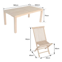 Teakhouten tuinmeubelen JAVA - rechthoekige tafel en klapstoelen - 8 zitplaatsen
