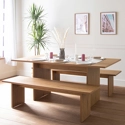 Ensemble table 180cm et 2 bancs style scandinave ALMA