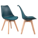 Lot de 2 chaises scandinaves NORA bleues avec coussin