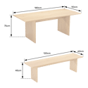 ALMA Set di tavolo e 2 panche in stile scandinavo da 180 cm