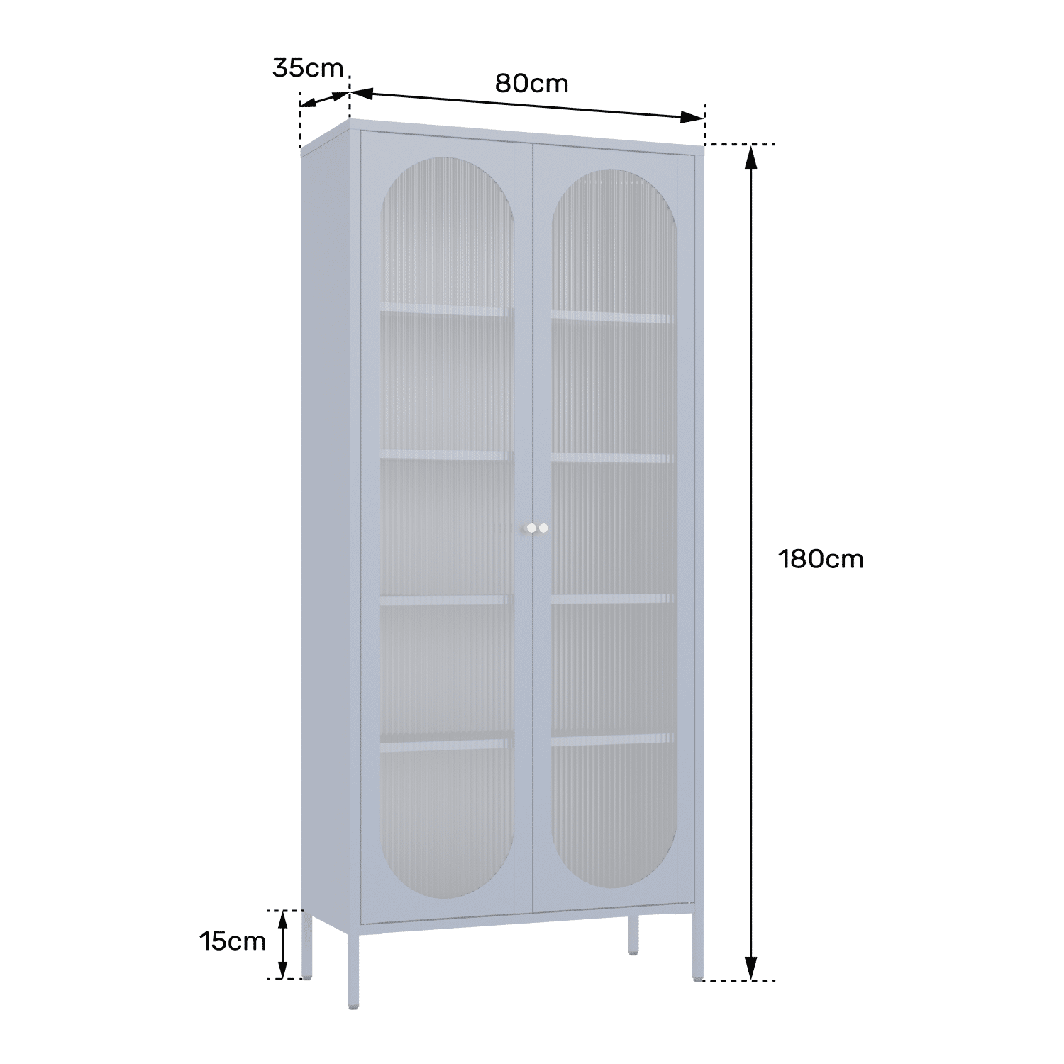 Armario blanco metal y cristal 180cm YASMINE