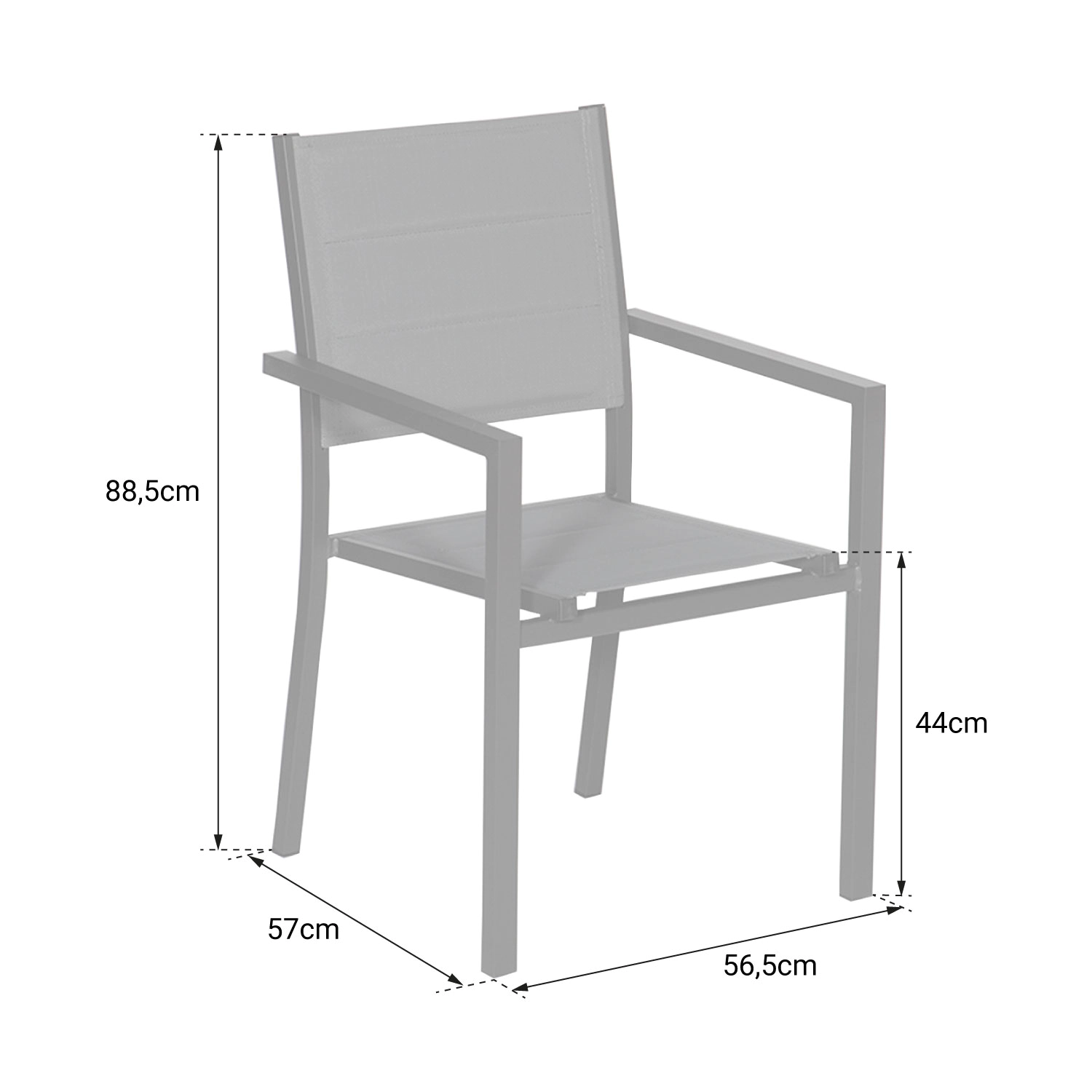 Set van 6 met witte aluminium beklede stoelen - grijs textilene