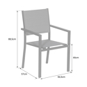 Conjunto de 8 cadeiras estofadas em alumínio antracite - textileno cinzento