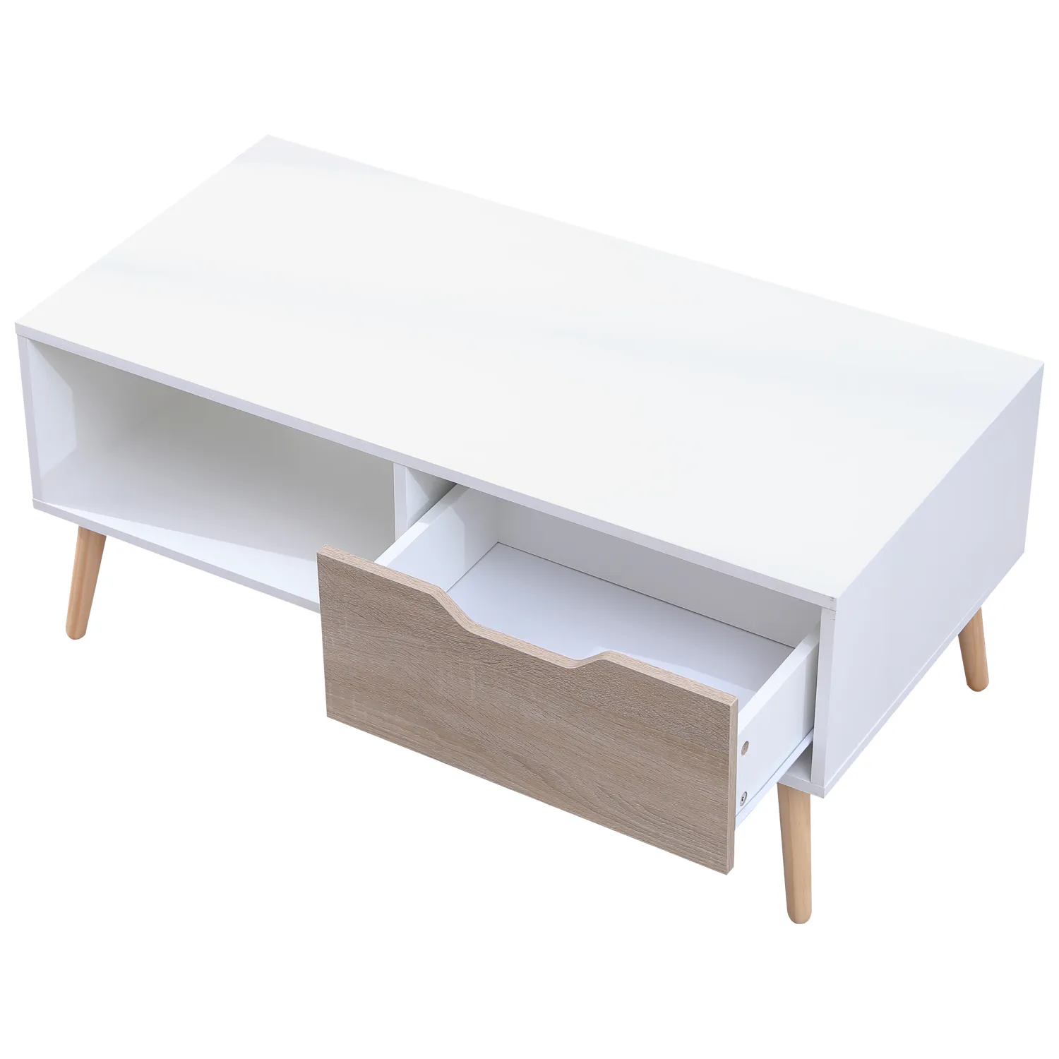 Table basse avec tiroir style scandinave blanche