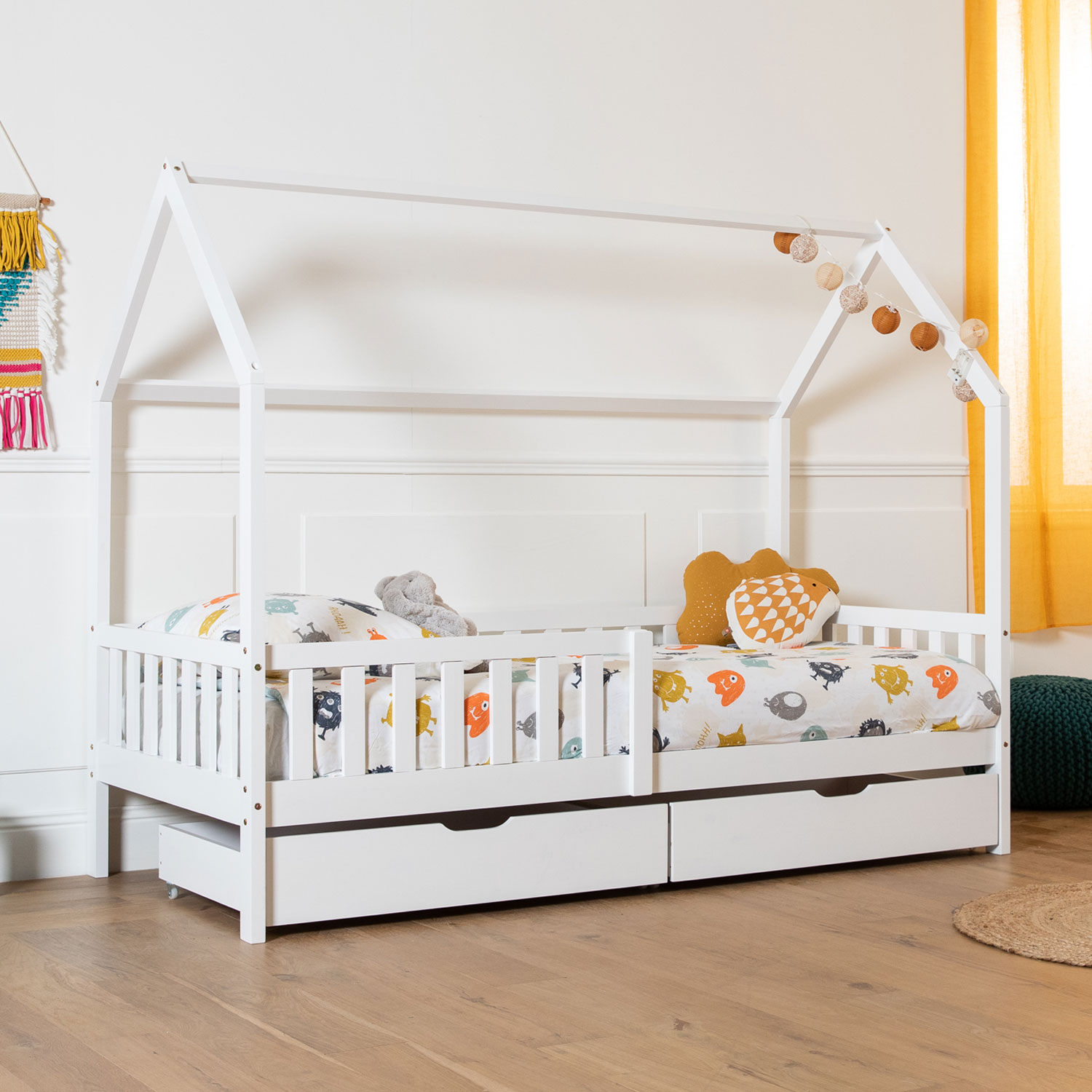 Letto per bambini 190x90cm bianco con cassetti MARCEAU