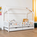 Lit cabane pour enfant 190x90cm blanc avec tiroirs MARCEAU