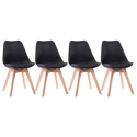 Set van 4 zwarte NORA Scandinavische stoelen met kussen