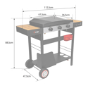 SOMAGIC - Plancha au gaz avec chariot SOLIA 350 3 brûleurs 6,45kW