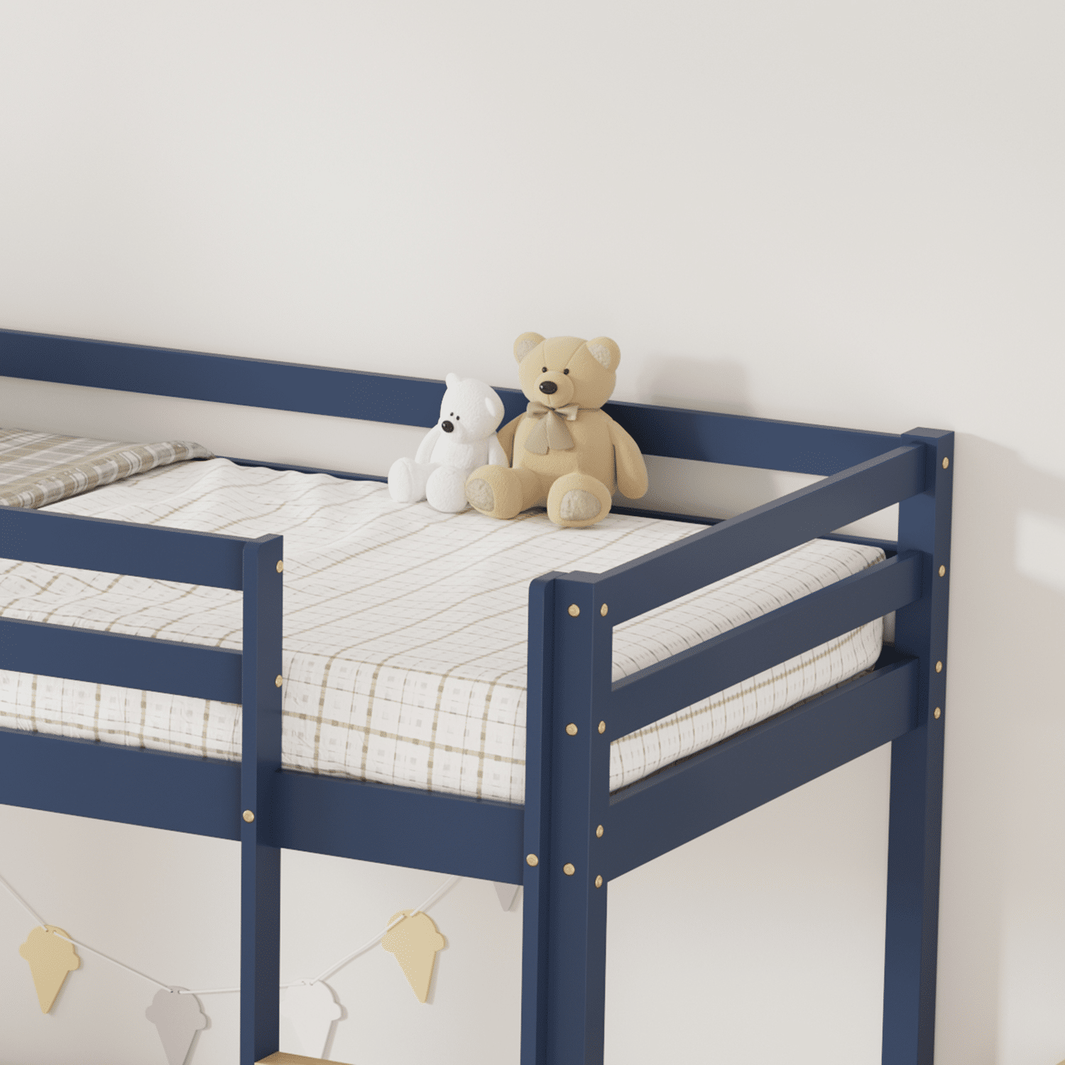 Kinderstapelbed 190x90cm donkerblauw met laden