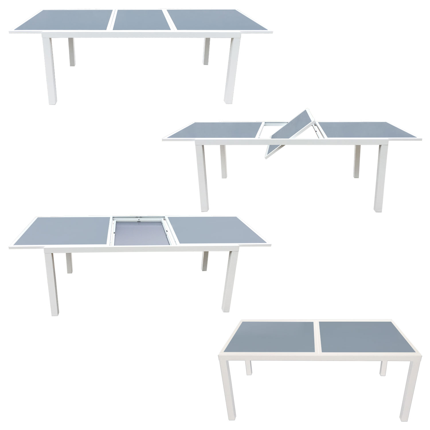 Set Di Mobili Da Giardino Allungabili In Textilene Grigio Firenze 8 Posti - Alluminio Bianco-image