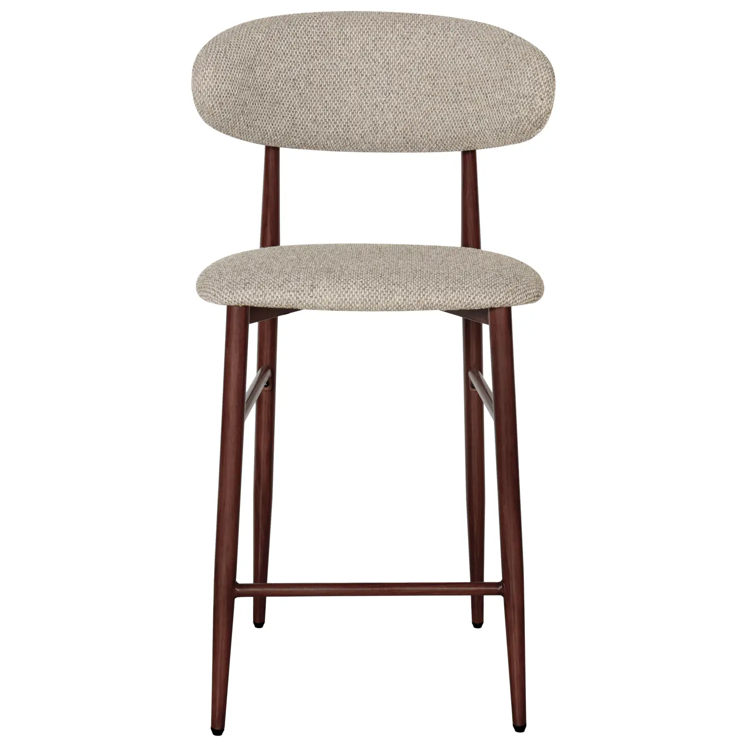 Lot de 2 tabourets de bar taupe chiné et métal effet bois foncé