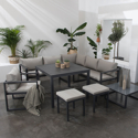 Set di mobili da giardino modulari IBIZA in tessuto grigio con 7 sedute - alluminio antracite