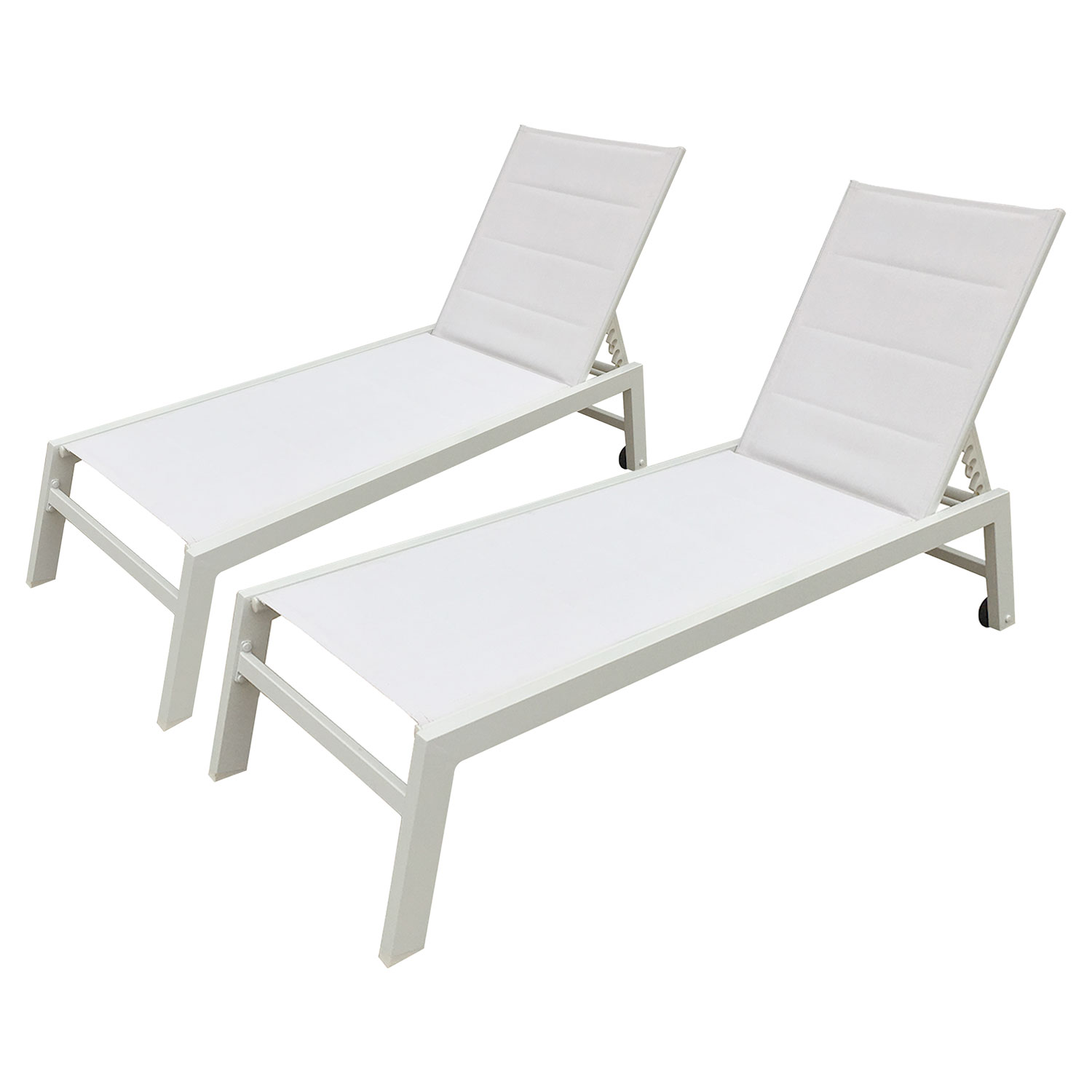 Lot de 2 bains de soleil BARBADOS en textilène blanc - aluminium blanc