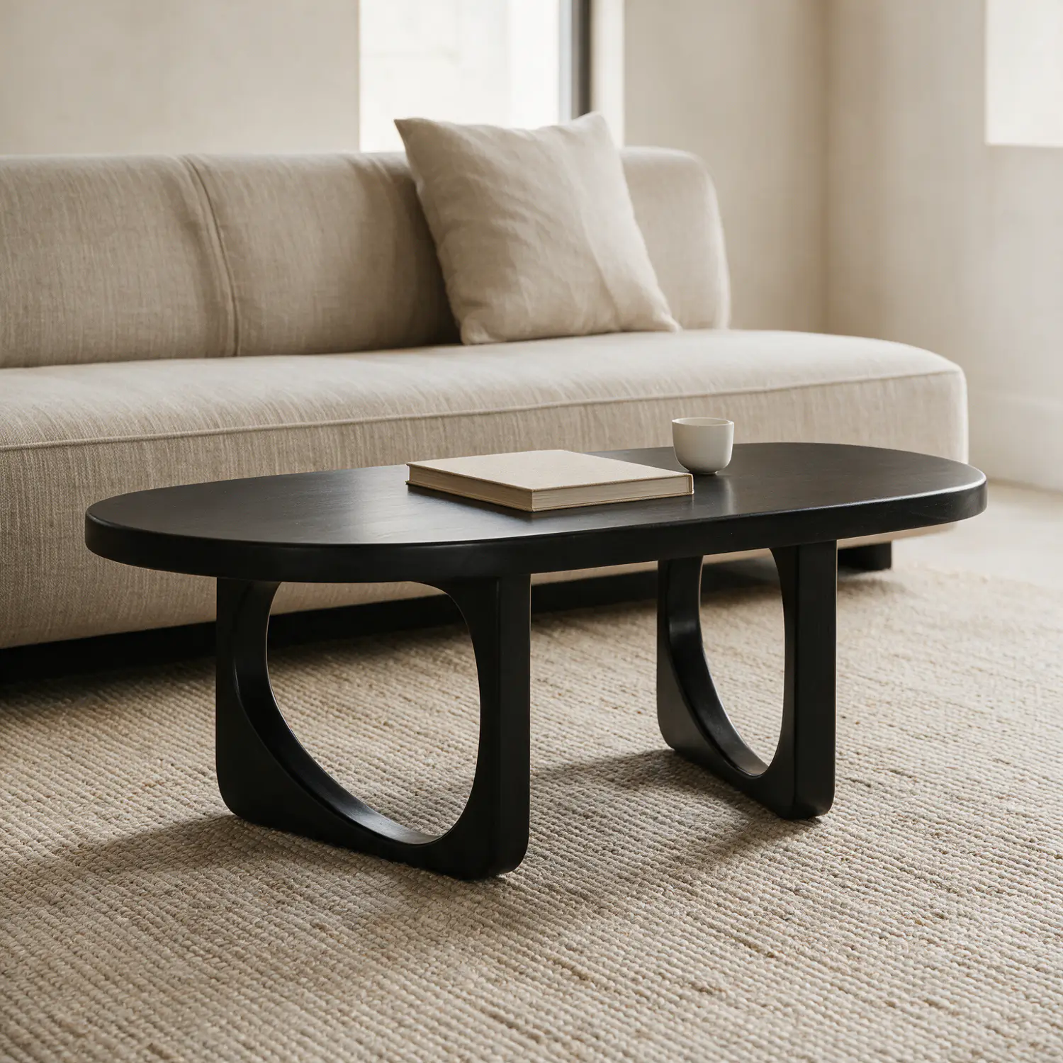 Mesa de centro em madeira maciça de manga preta 120cm