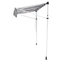 Toldo de varanda CHENE 2 × 1,2m - Tecido listrado branco/cinzento e moldura branca