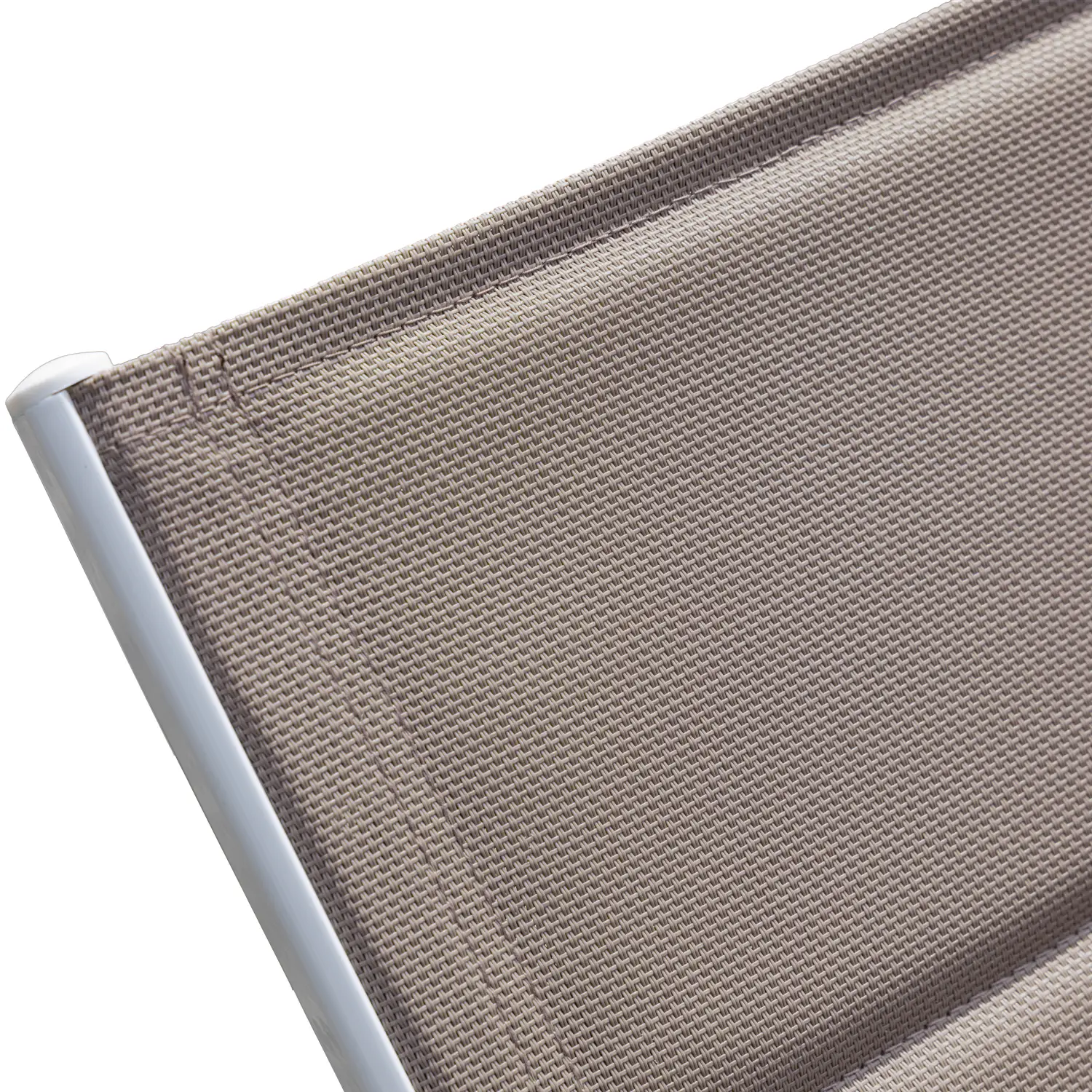 Set bain de soleil et table d'appoint en textilène taupe - aluminium blanc