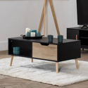 FREJA zwarte salontafel in scandinavische stijl met lade