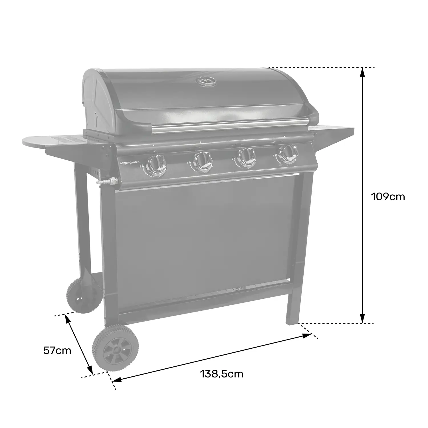 Barbecue au gaz - 4 brûleurs avec thermomètre 14kW