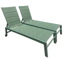 Lot de 2 bains de soleil en textilène vert sauge - aluminium vert sauge