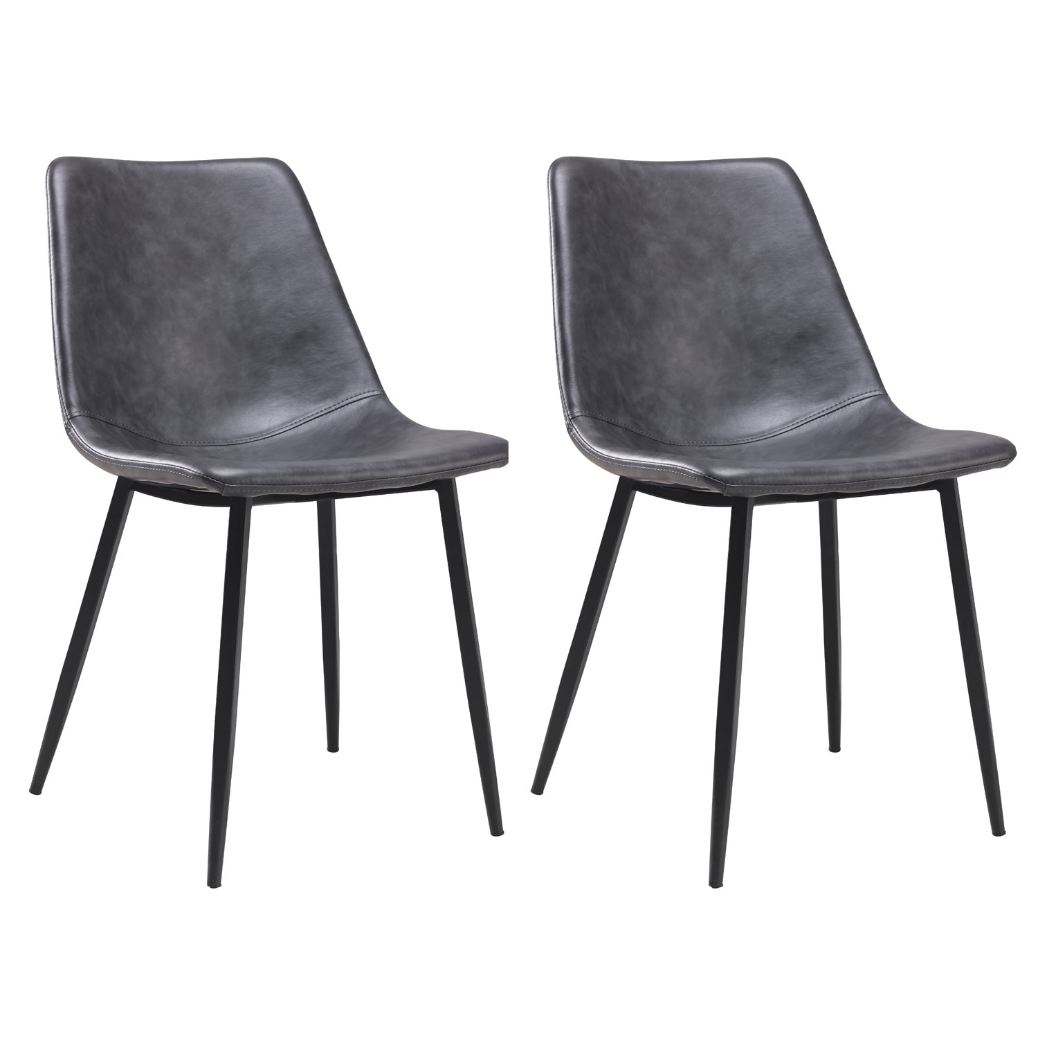 Conjunto de 2 cadeiras ÉLIA vintage, cinza escuro