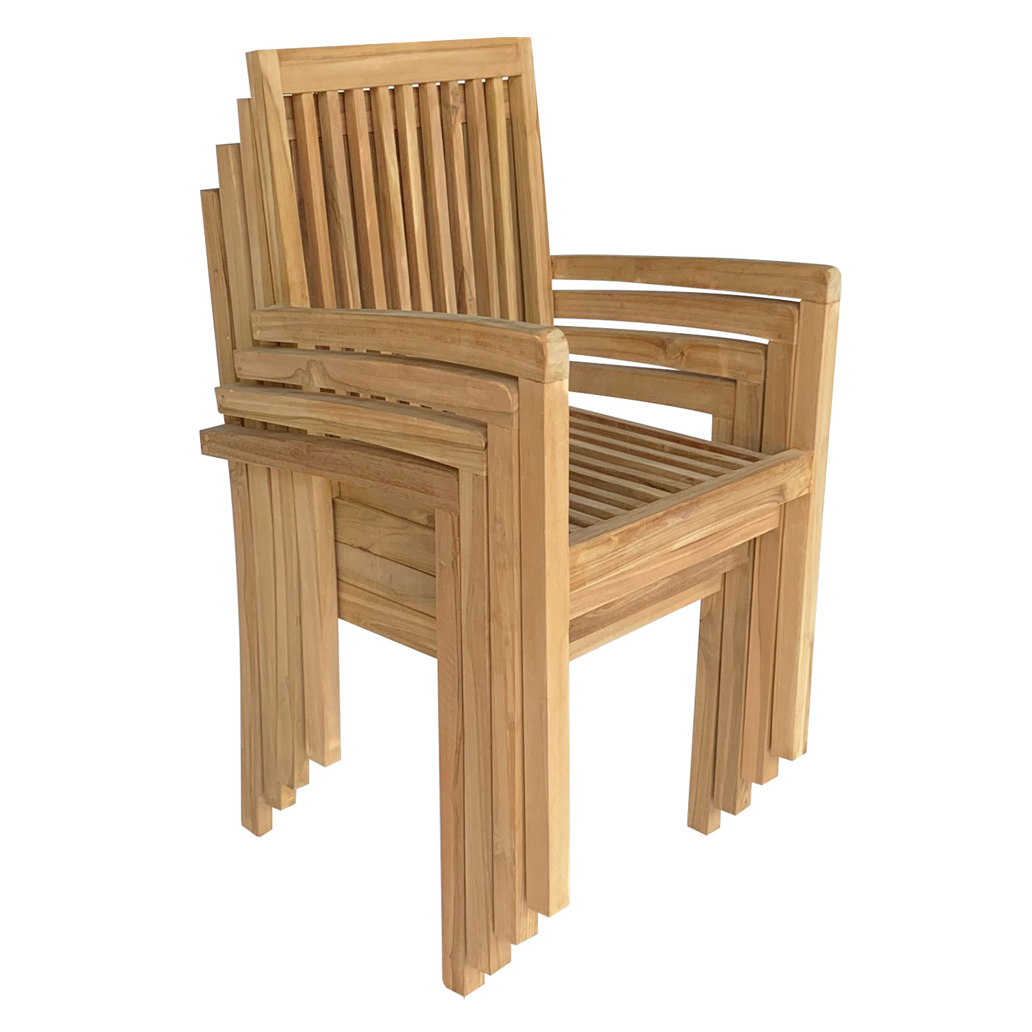 Set van 2 JAVA stapelbare tuinstoelen in teak