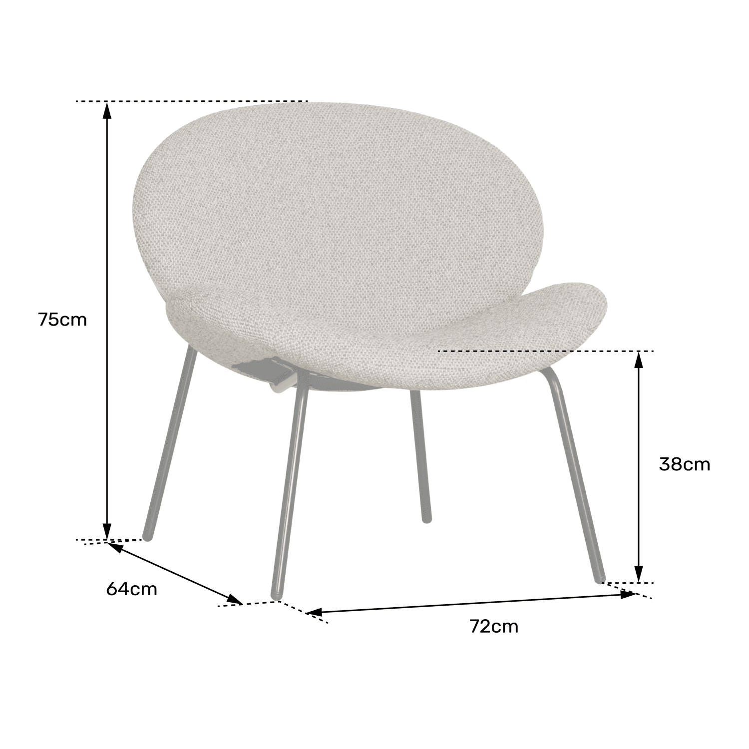 Fauteuil en tissu beige chiné SACHA