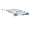 Toldo SAULE 2,95 × 2,5m - Tecido listrado branco/cinzento e estrutura branca