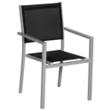 Salon de jardin extensible en textilène noir 8 places - aluminium gris