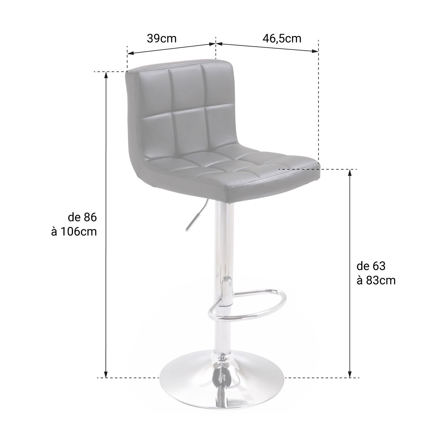 Conjunto de 2 bancos de barra cinzenta MIKE