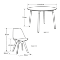 Set aus rundem Tisch 120cm MARTHA und 4 Stühlen NORA weiß