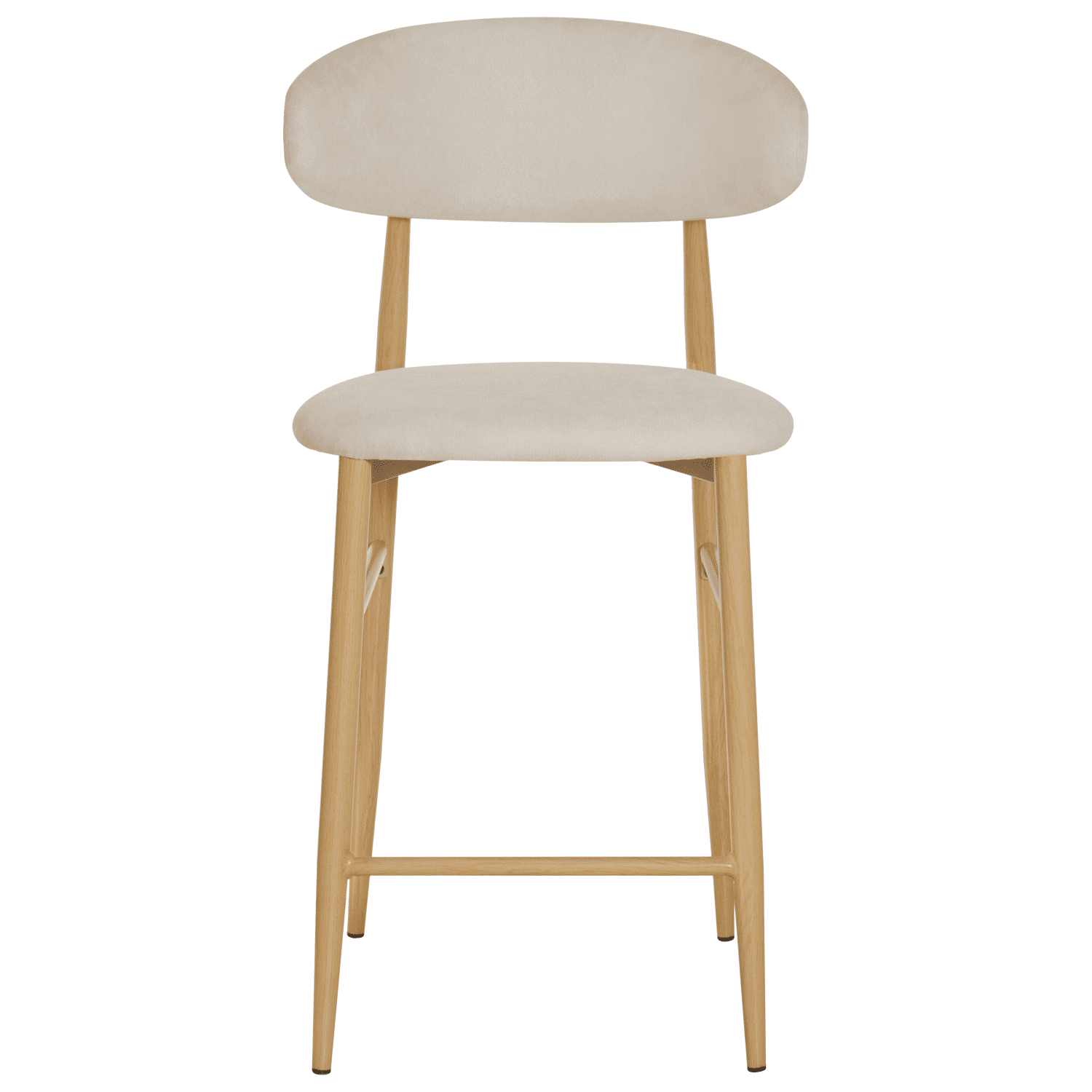 Lot de 2 tabourets de bar beige et métal effet bois clair SIMON